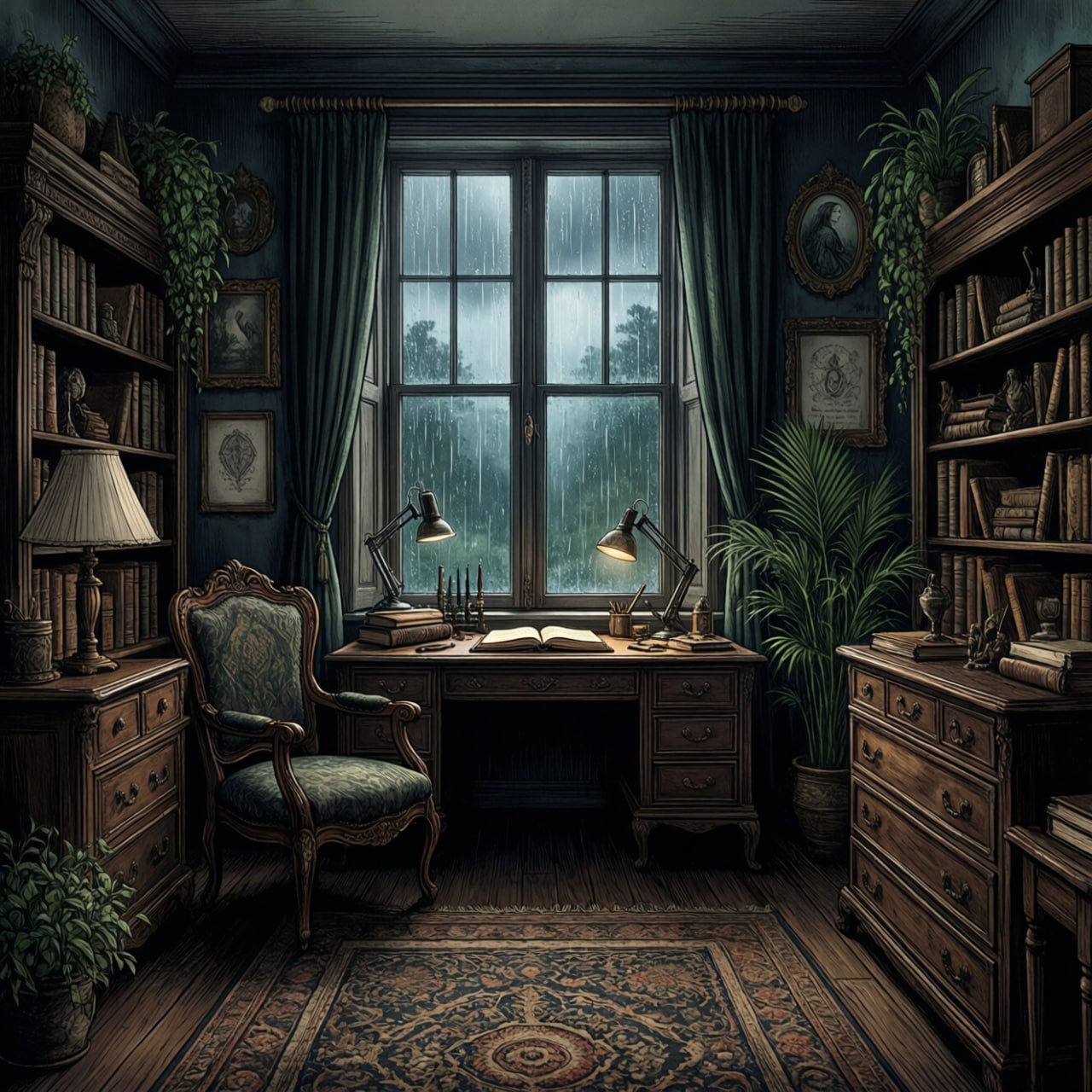 Кабинет в стиле dark academia