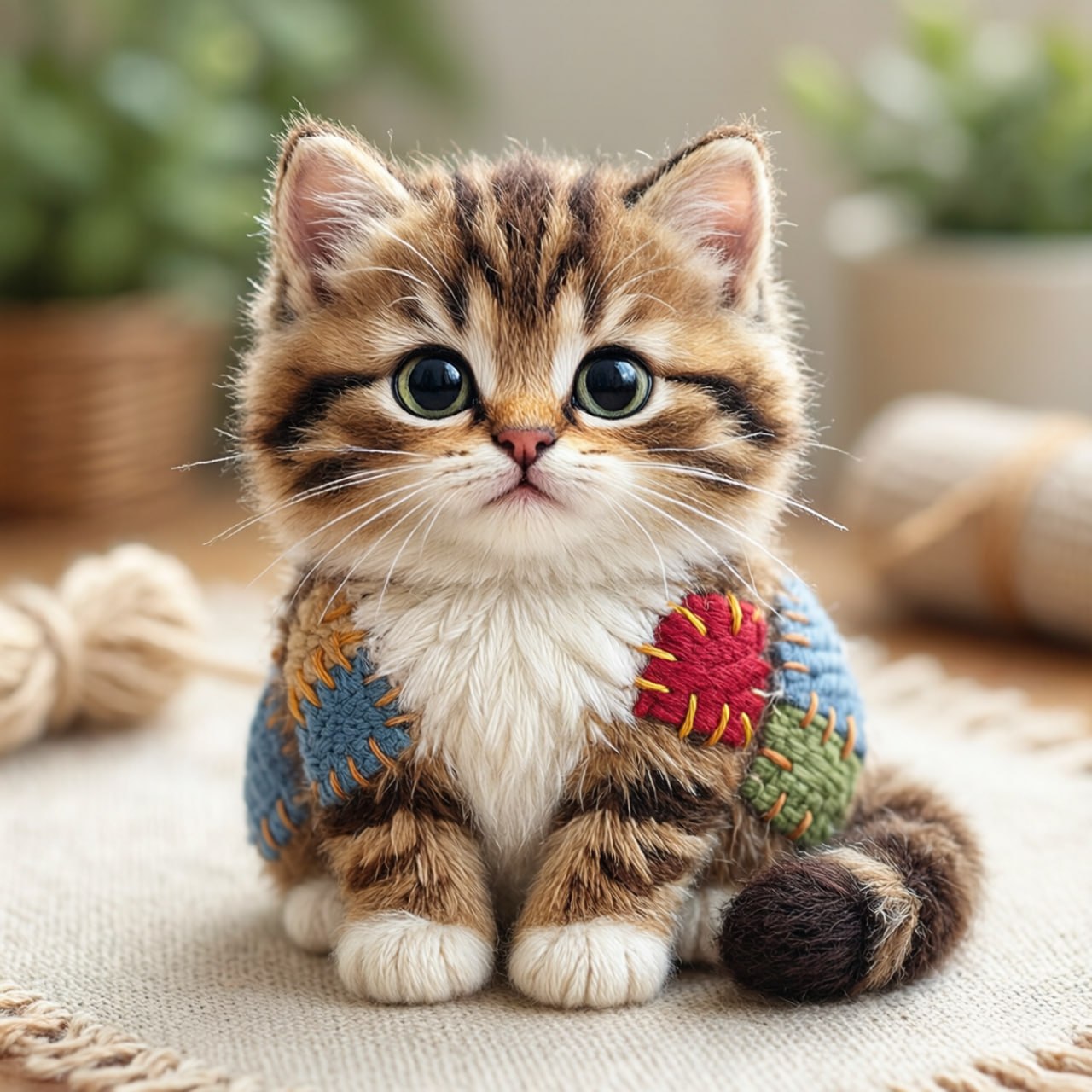 Котёнок в лоскутном жилете
