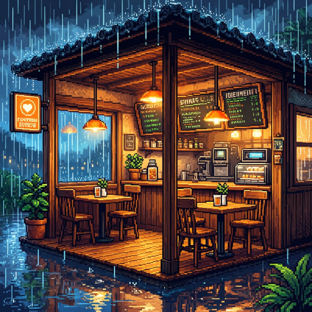 Дождливая кафе-терраса